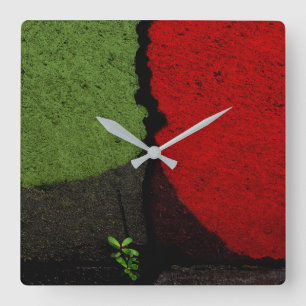 Reloj Cuadrado Red and Green Pavement Road Paint