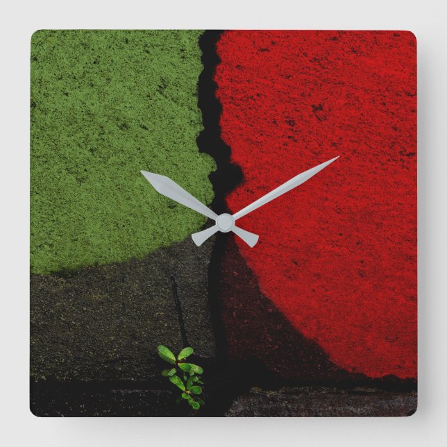 Reloj Cuadrado Red and Green Pavement Road Paint (Anverso)