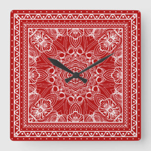 Reloj Cuadrado red and white bandanna design