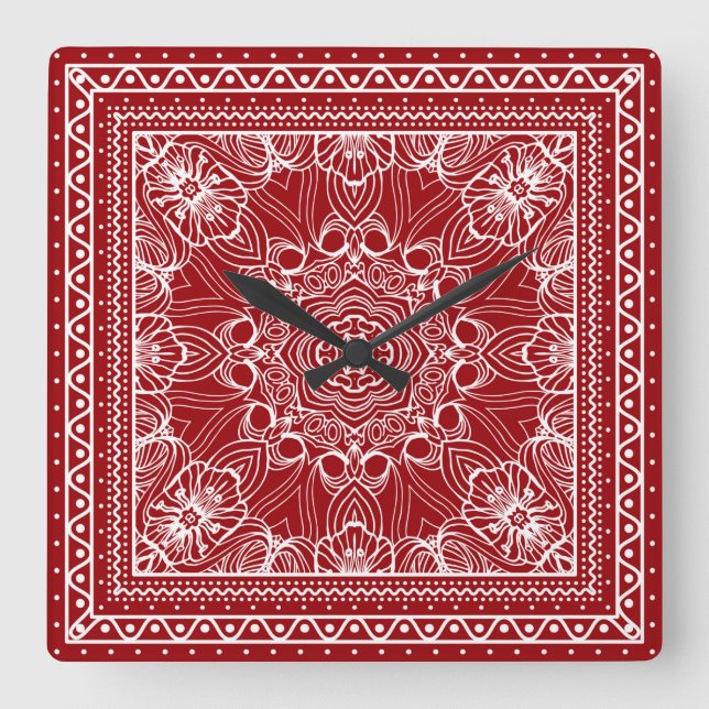 Reloj Cuadrado red and white bandanna design (Anverso)