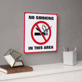 Reloj Cuadrado Red and White No Smoking