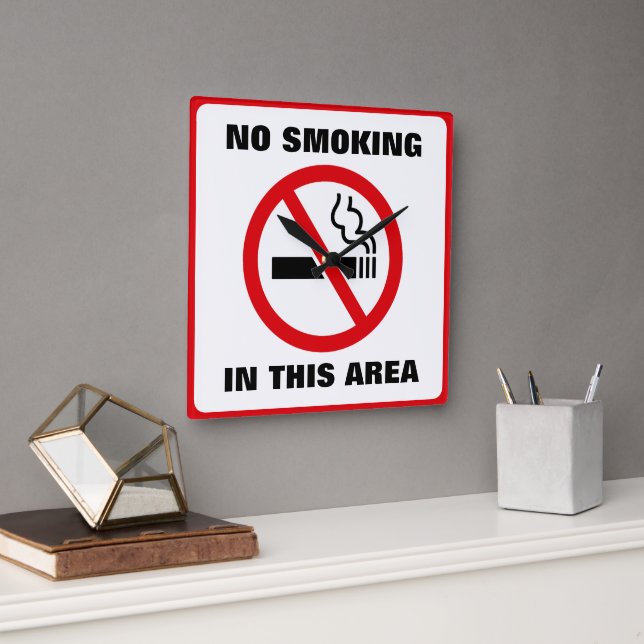 Reloj Cuadrado Red and White No Smoking (Oficina)