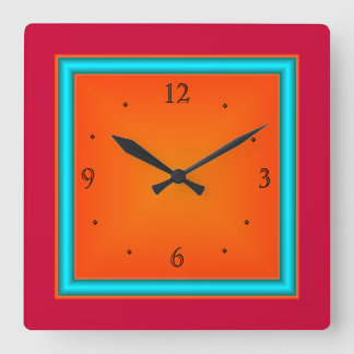 Reloj Cuadrado Red/Aqua/Naranja>Reloj de pared