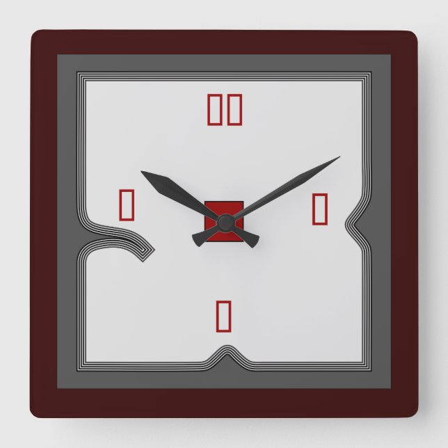 Reloj Cuadrado Red artística/blanco/gris >Reloj de pared (Anverso)