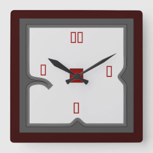Reloj Cuadrado Red artística/blanco/gris >Reloj de pared