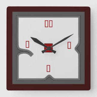 Reloj Cuadrado Red artística/blanco/gris >Reloj de pared