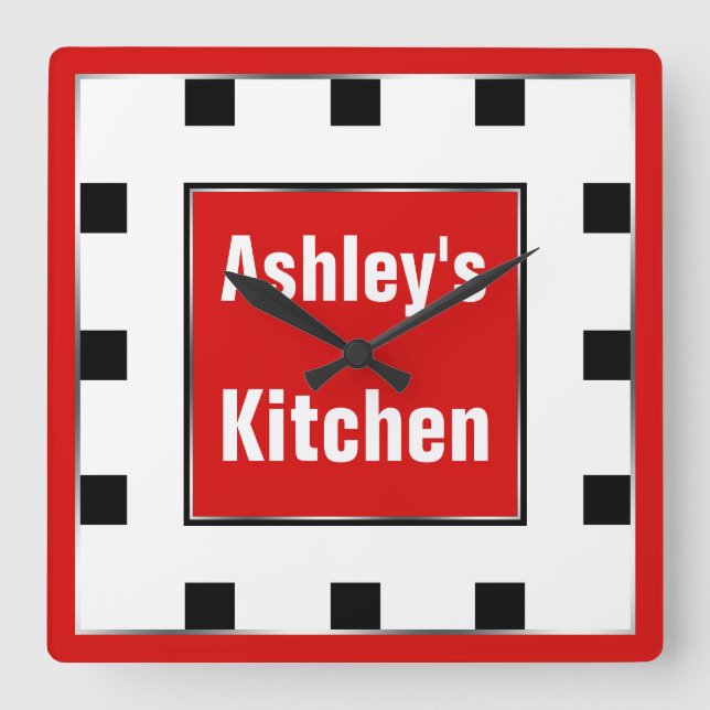 Reloj Cuadrado Red Block Square Personalized Wall Clock (Anverso)