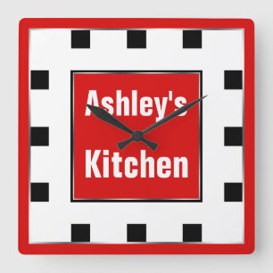 Reloj Cuadrado Red Block Square Personalized Wall Clock