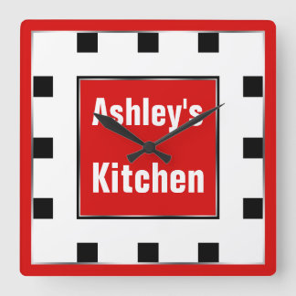 Reloj Cuadrado Red Block Square Personalized Wall Clock