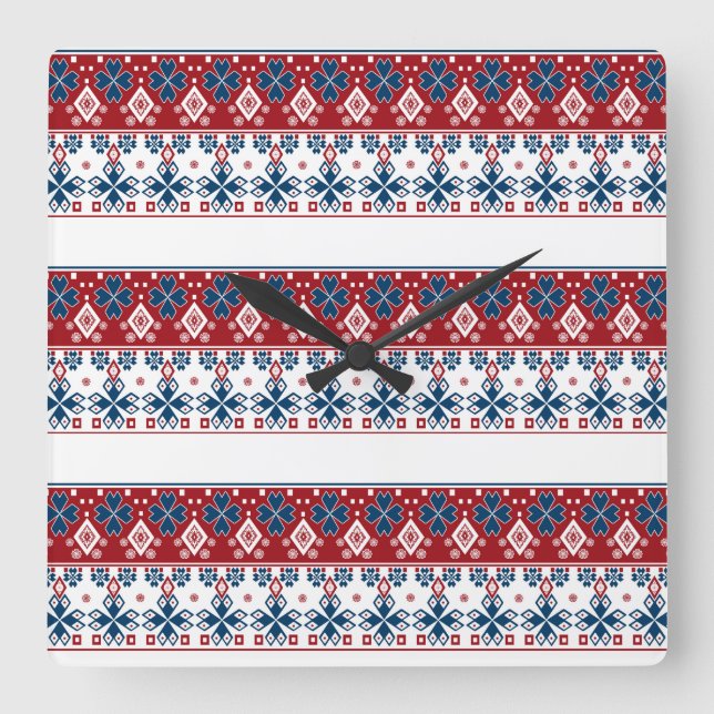 Reloj Cuadrado Red blue ornament (Anverso)