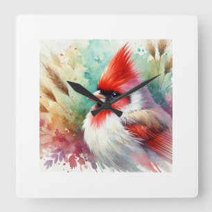 Reloj Cuadrado Red crested cardinal 060824AREF107 - Watercolor
