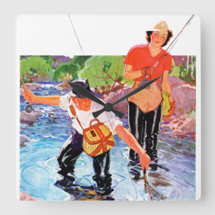 Reloj Cuadrado Red de un pescado de R.J. Cavaliere