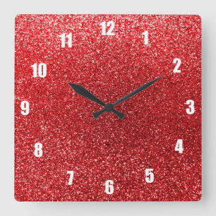 Reloj Cuadrado Red glitter