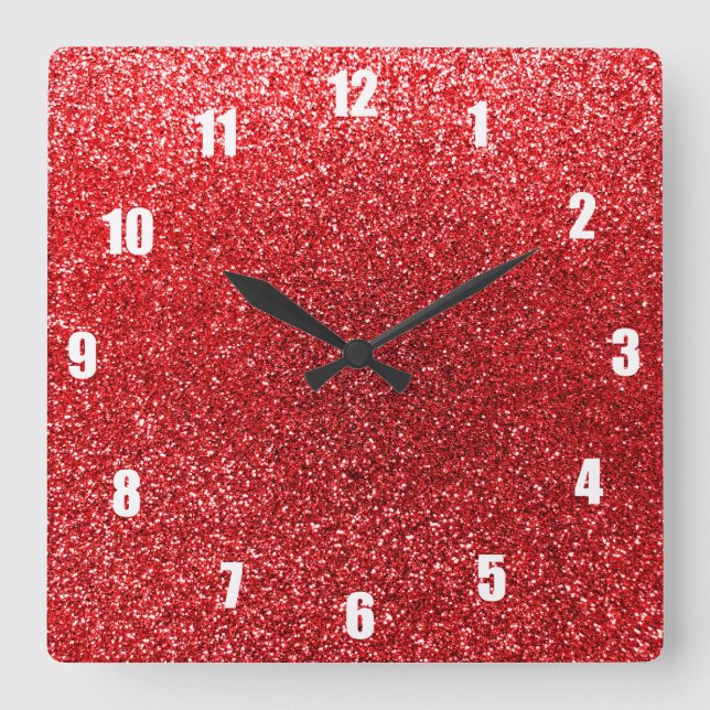 Reloj Cuadrado Red glitter (Anverso)
