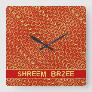 Reloj Cuadrado Red Gold Chant Shreem Brzee attract wealth