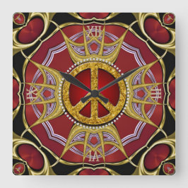 Reloj Cuadrado Red Gold Royale Peace Clock