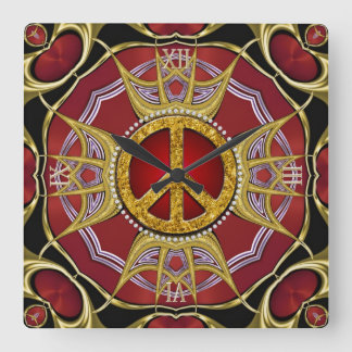 Reloj Cuadrado Red Gold Royale Peace Clock