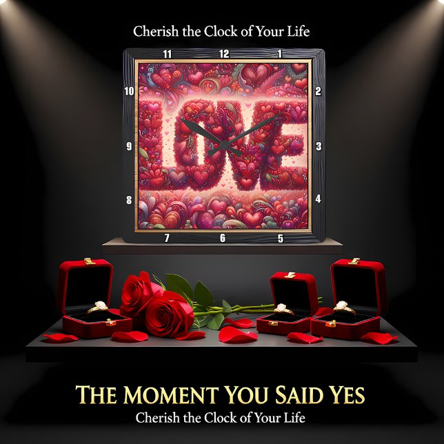 Reloj Cuadrado Red Heart Mosaic Love Wall (Subido por el creador)