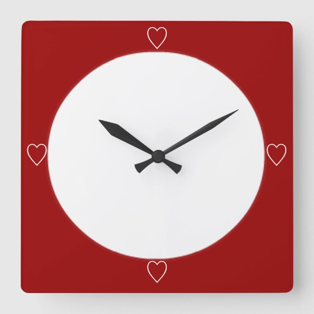 Reloj Cuadrado Red hearts cute (Anverso)