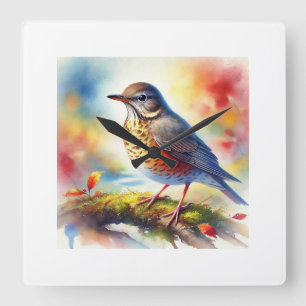Reloj Cuadrado Red legged Thrush 310724AREF148 - Watercolor