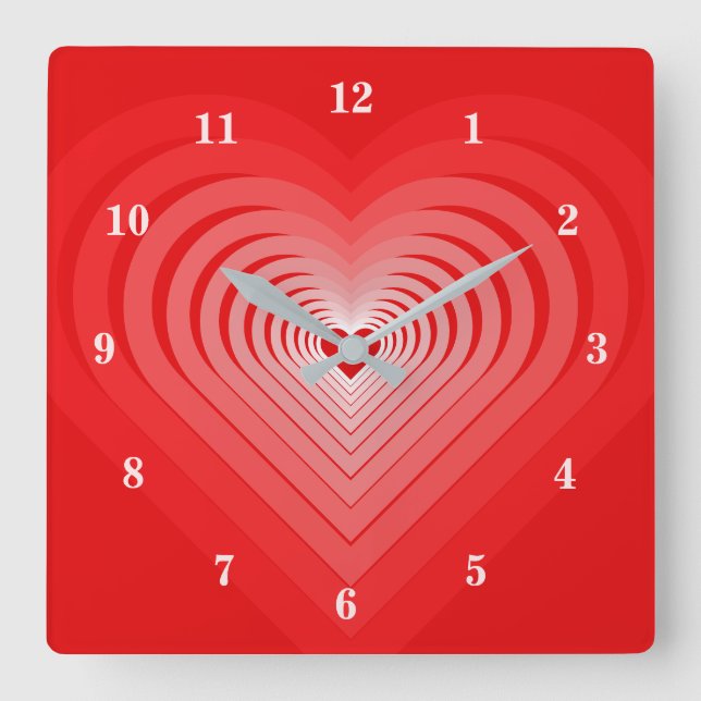 Reloj Cuadrado Red Love Wall Clock - Heart (Anverso)