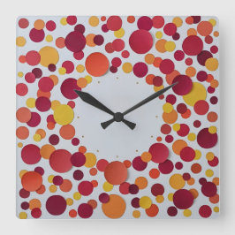 Reloj Cuadrado red orange yellow dots 