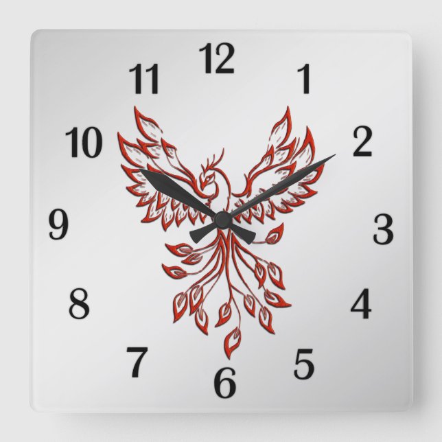 Reloj Cuadrado Red Phoenix Rises Silver (Anverso)