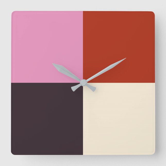 Reloj Cuadrado Red Pink Eggplant Ivory (Anverso)