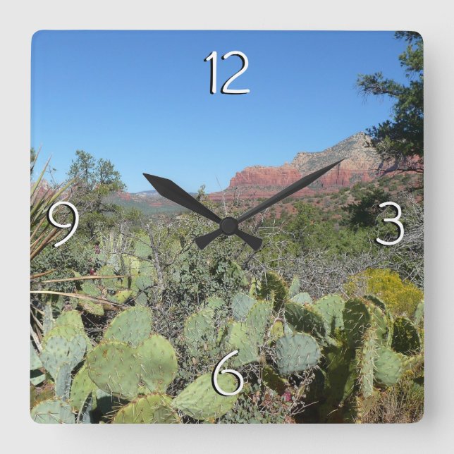 Reloj Cuadrado Red Rocks and Cacti I (Anverso)