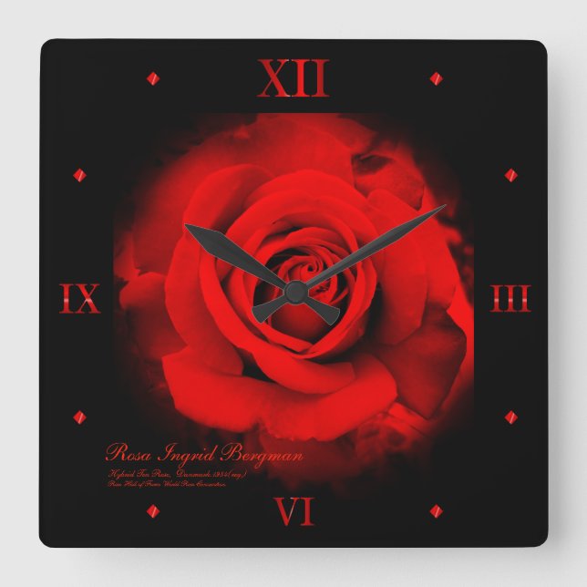 Reloj Cuadrado Red Rose：Acrylic Wall Clock (Anverso)