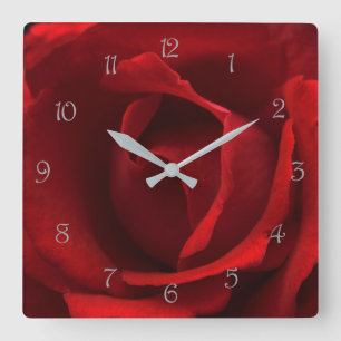 Reloj Cuadrado Red Rose Greray Script Numbers wccn