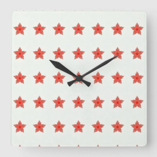 Reloj Cuadrado red stars on white clock