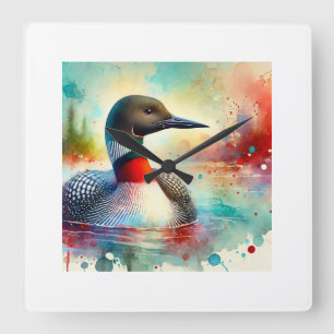 Reloj Cuadrado Redthroated Loon 060824AREF120 - Watercolor