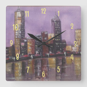 Reloj Cuadrado Reflections of City Lights