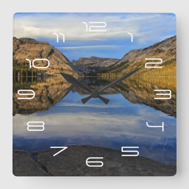 Reloj Cuadrado Reflections on Tenaya Lake (Anverso)