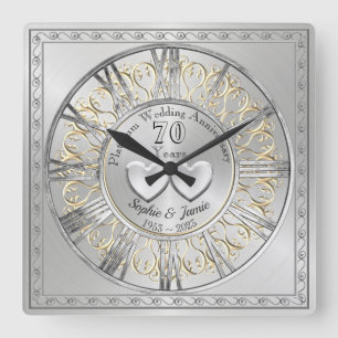 Reloj Cuadrado Regalo de aniversario de Boda Platinum personaliza