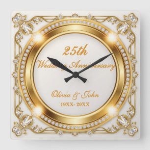 Reloj Cuadrado Regalo de aniversario de bodas de diamantes y oro