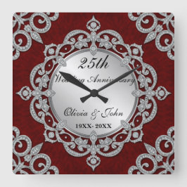 Reloj Cuadrado regalo de aniversario de bodas de diamantes y plat