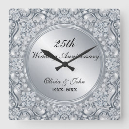 Reloj Cuadrado regalo de aniversario de bodas de diamantes y plat
