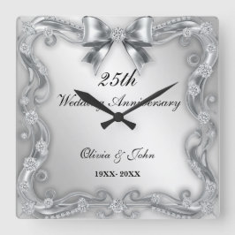 Reloj Cuadrado regalo de aniversario de bodas de diamantes y plat