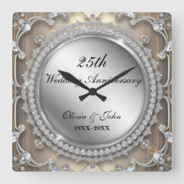 Reloj Cuadrado regalo de aniversario de bodas de diamantes y plat