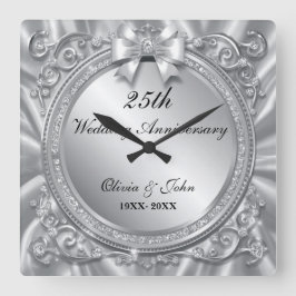 Reloj Cuadrado regalo de aniversario de bodas de diamantes y plat