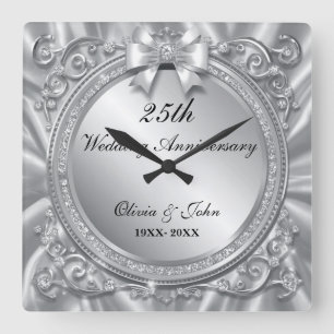 Reloj Cuadrado regalo de aniversario de bodas de diamantes y plat