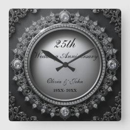 Reloj Cuadrado regalo de aniversario de bodas de diamantes y plat