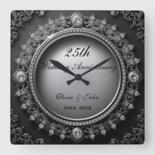 Reloj Cuadrado regalo de aniversario de bodas de diamantes y plat