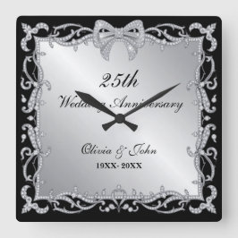 Reloj Cuadrado regalo de aniversario de bodas de diamantes y plat