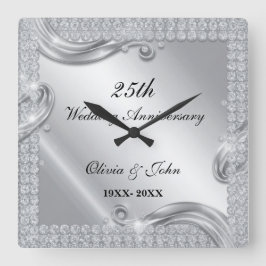 Reloj Cuadrado regalo de aniversario de bodas de diamantes y plat