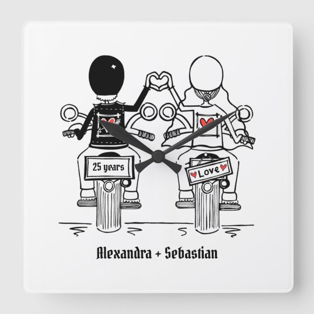 Reloj Cuadrado Regalo de aniversario de motocicleta de ciclismo p (Anverso)