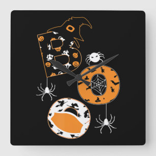 Reloj Cuadrado Regalo de araña Calabaza de Gorra de bruja de la