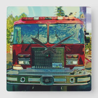 Regalo de arte de un camión de bomberos rojos